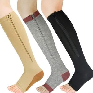 New XXL 3 Pairs Zip Up Compression Socks